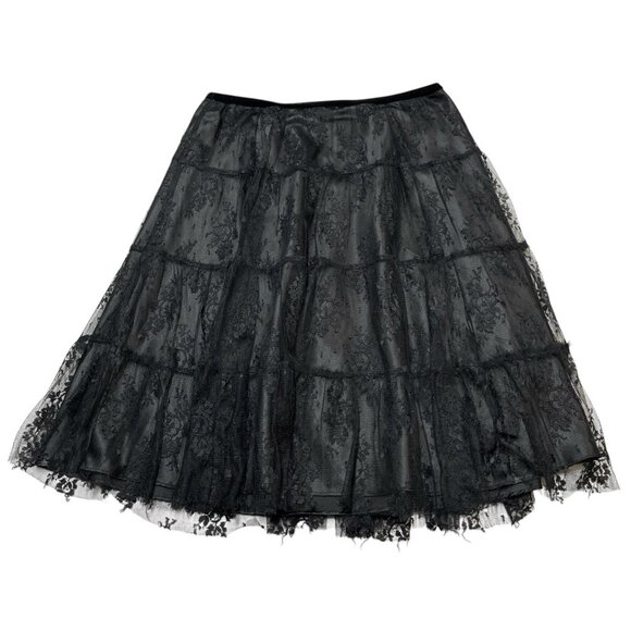Vintage Aqua Y2K Skirt M Black Lace Overlay Pull On Witchy Fairy Whimsigoth - Picture 1 of 8